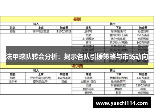 法甲球队转会分析：揭示各队引援策略与市场动向